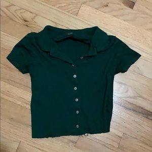 brandy melville dark green button down t-shirt